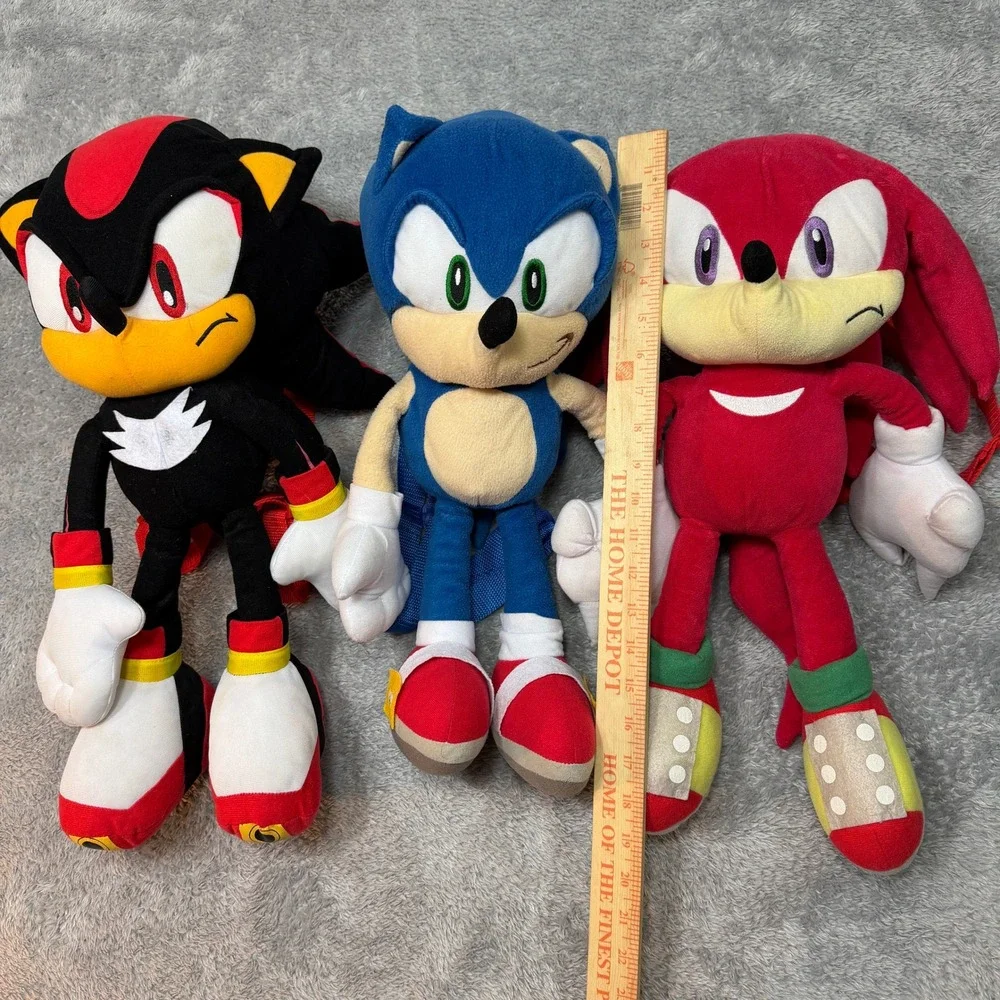 Sega Backpack Kids OS Multicolor Sonic Knuckles Shadow Plush Set of 3 Bundle